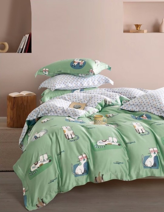 Постельное белье Tencel евро 4 наволочки TT6-134