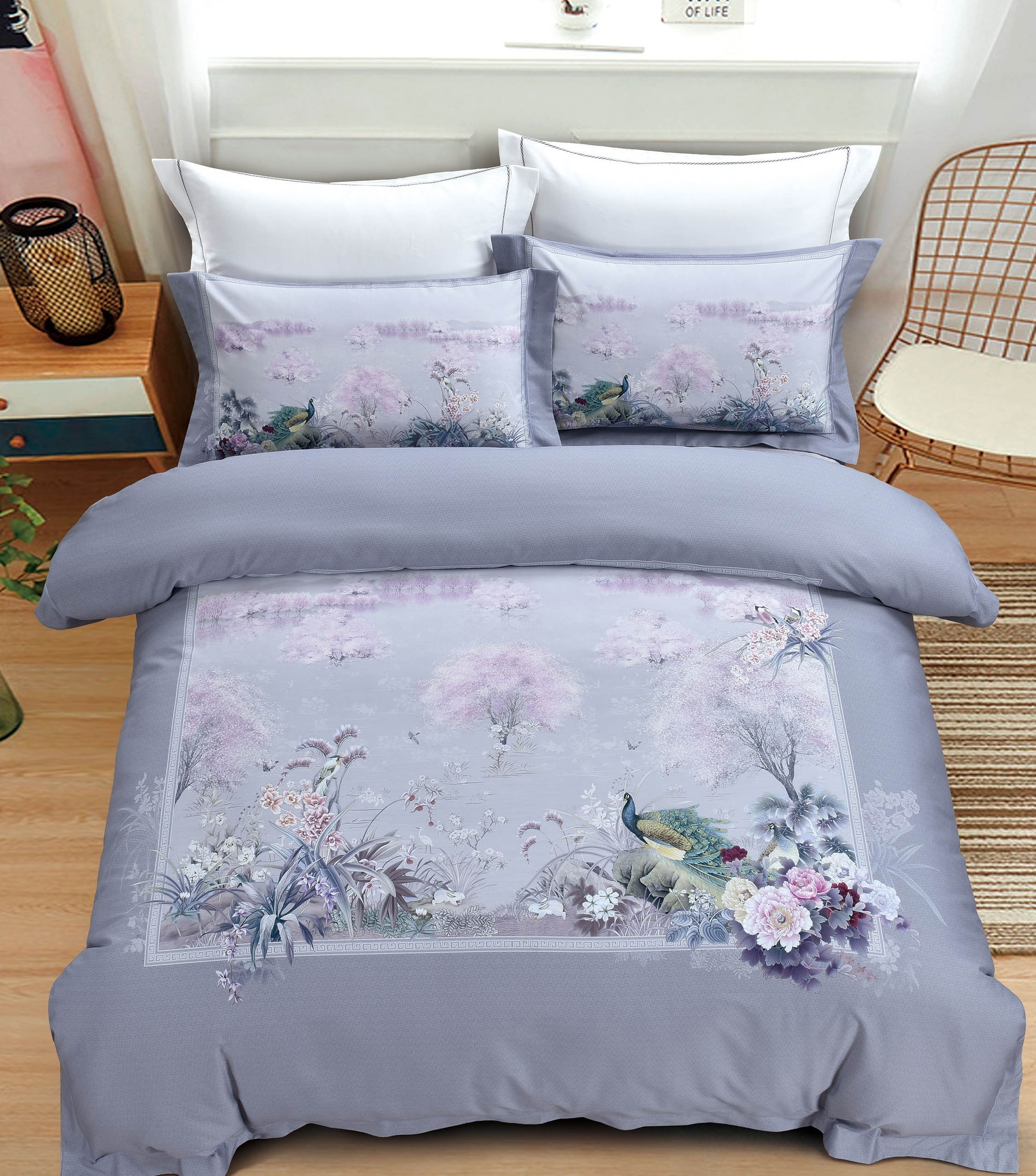 Комплект постельного белья Египетский хлопок евро 4 наволочки TIS07-806 код1026