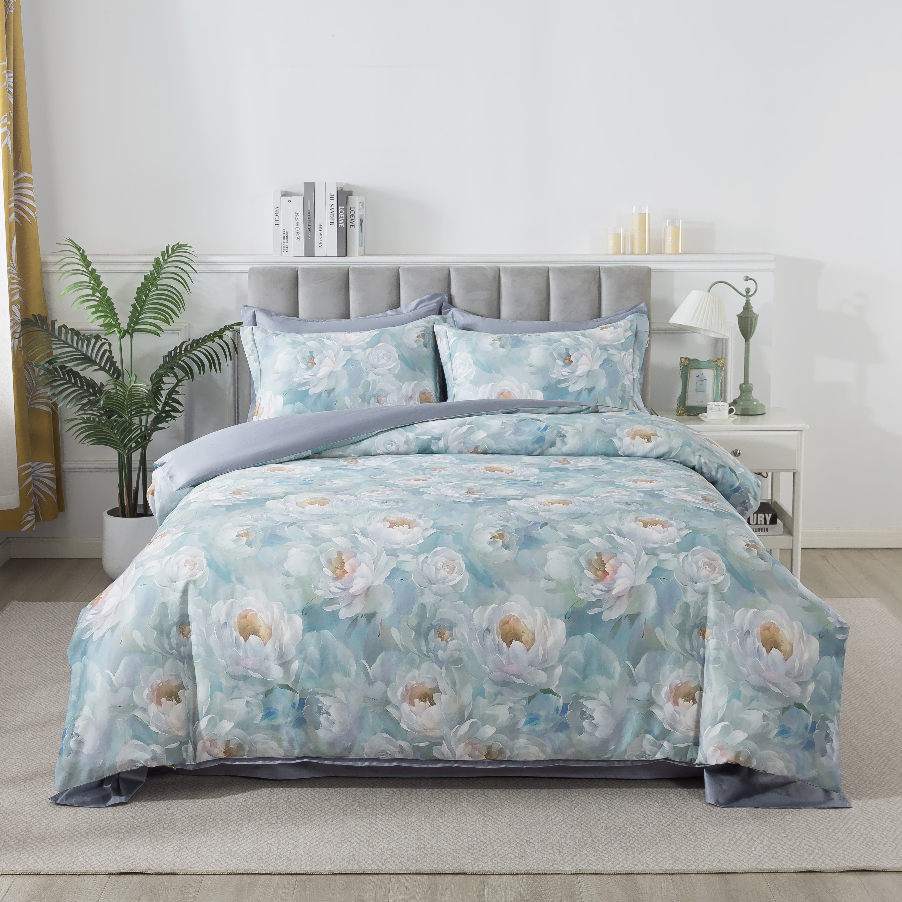 Комплект постельного белья Египетский хлопок евро 4 наволочки TIS07-894 код1026