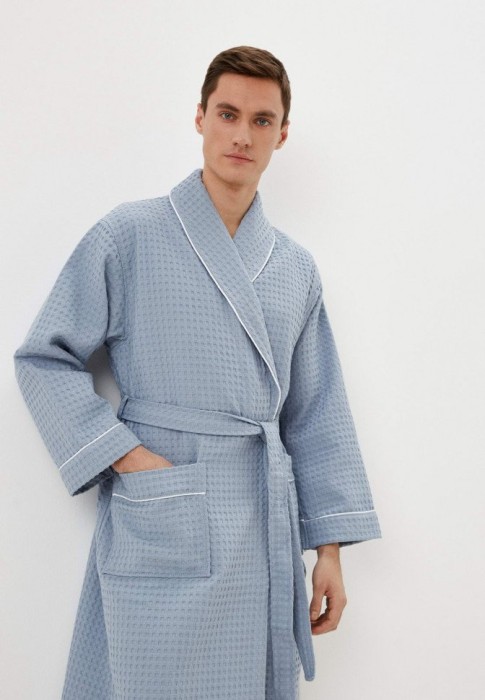 Герман (синий) XL Халат вафельный
