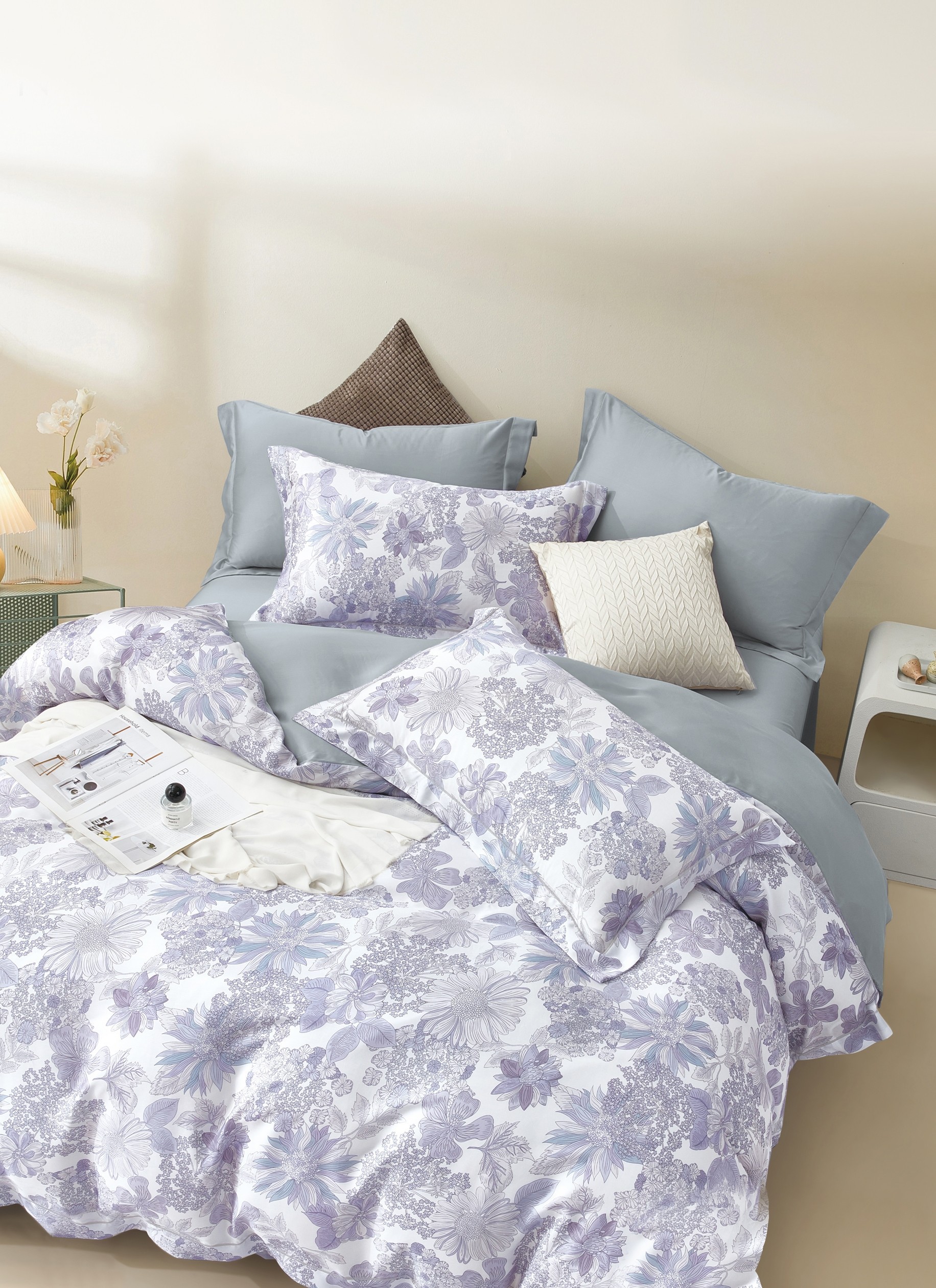 Комплект постельного белья Tencel евро 4 наволочки TT6-152 код1330