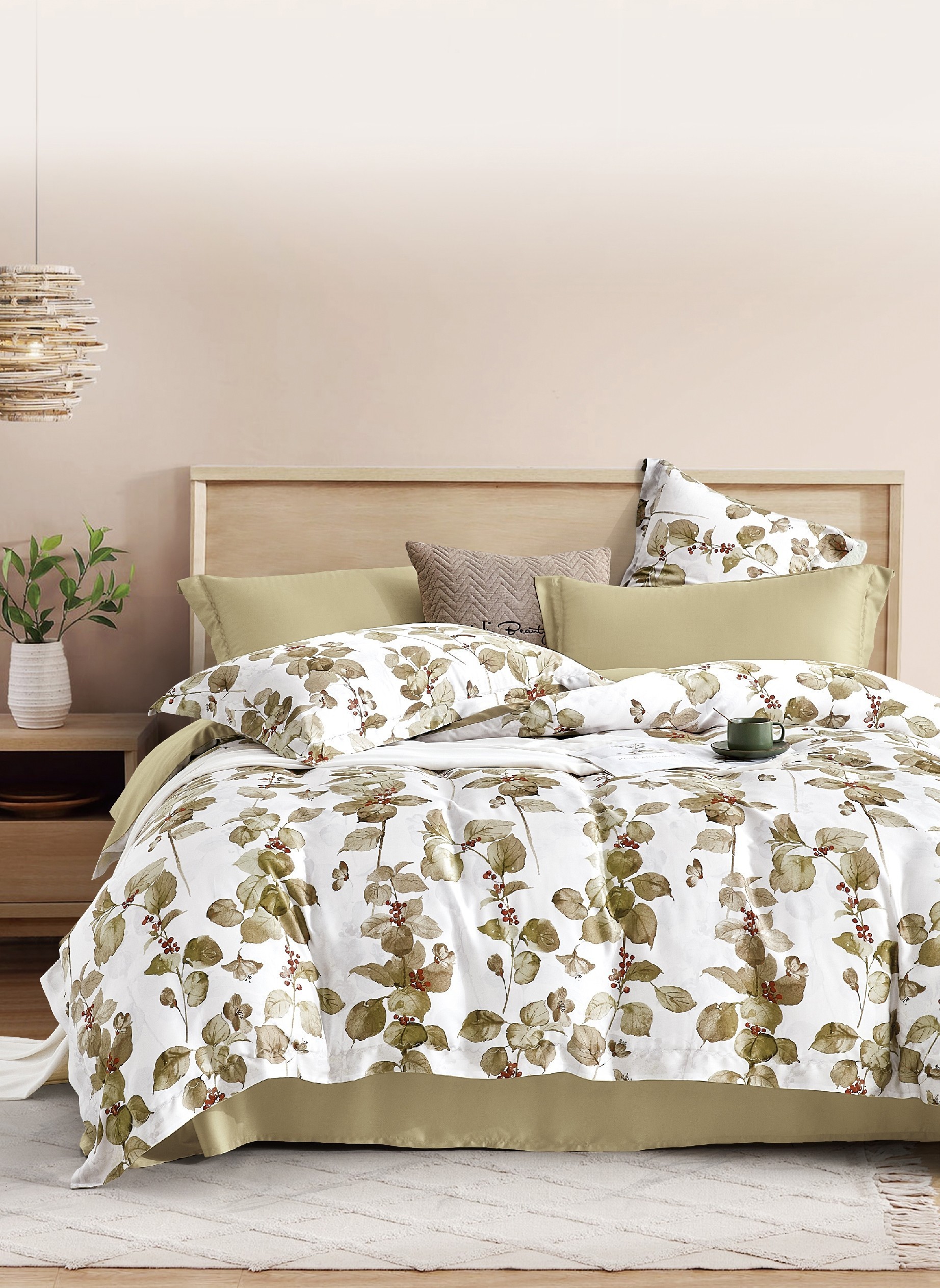 Комплект постельного белья Tencel евро 4 наволочки TT6-155 код1330