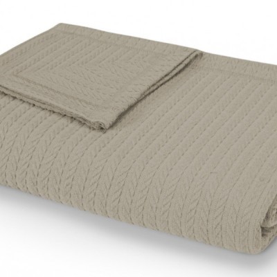 Плед-покрывало хлопковый коса светло-коричневый 220 x 230 см