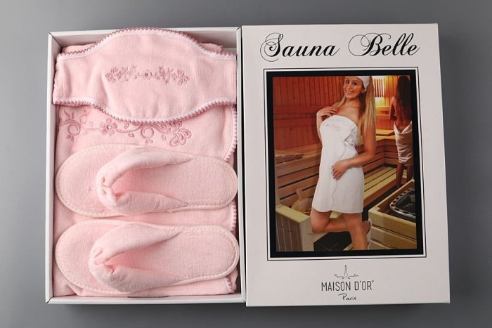 Махровый набор для сауны класса Люкс BELLA (EMD) сухая роза 