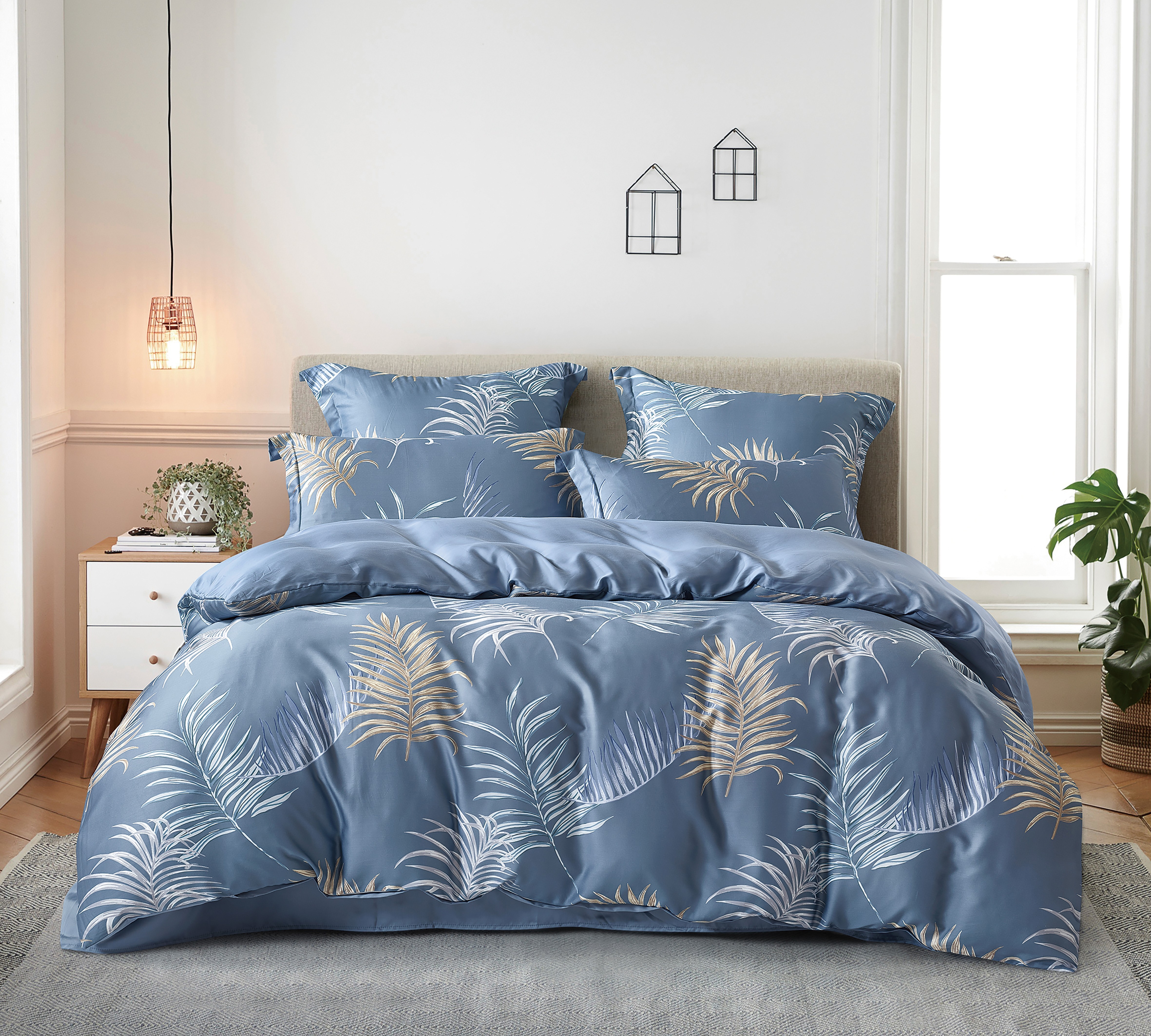 Комплект постельного белья Tencel евро 4 наволочки TT6-158 код1330