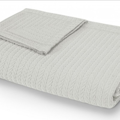 Плед-покрывало хлопковый коса серо-бежевый 220 x 230 см